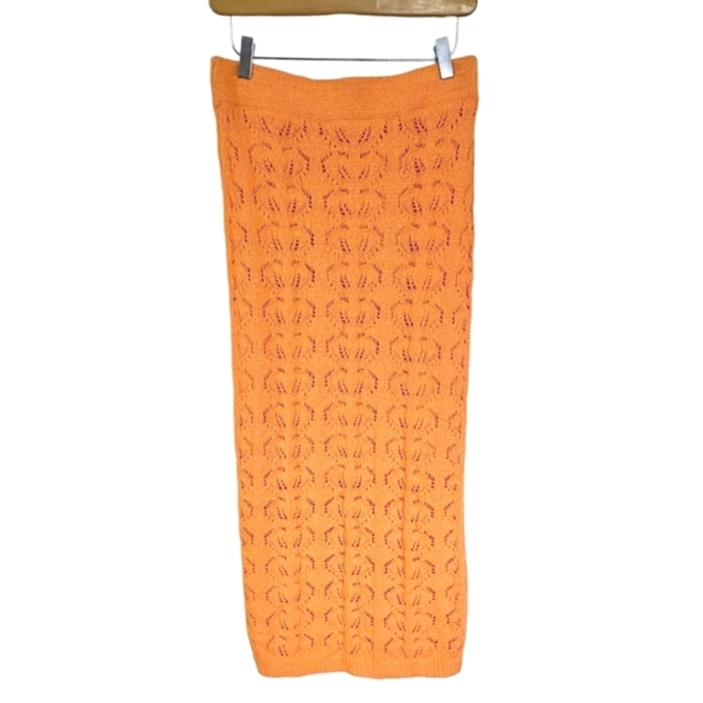 Addition Elle‎ Orange Crochet Bodycon Midi Skirt NWT Size X 12